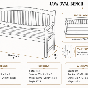 Java Oval Bench Dimensions